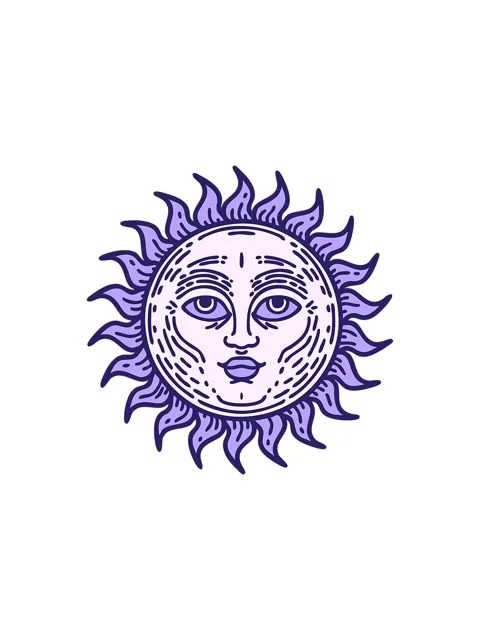 Splitting effect animation of tattoo style image of a sun with face Stock Footage 323593644