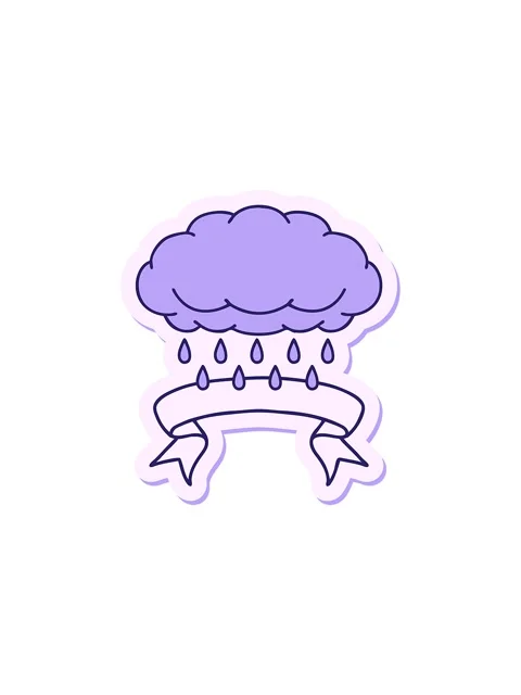 Splitting effect animation of tattoo style sticker with banner of a cloud r.. Video stock 324204064