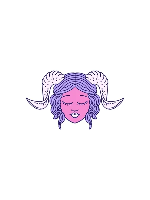 Splitting effect animation of Tattoo Style tiefling character face Stock Footage 324256145