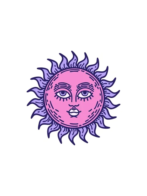 Splitting effect animation of tattoo style of sun with face Stock Footage 324338763
