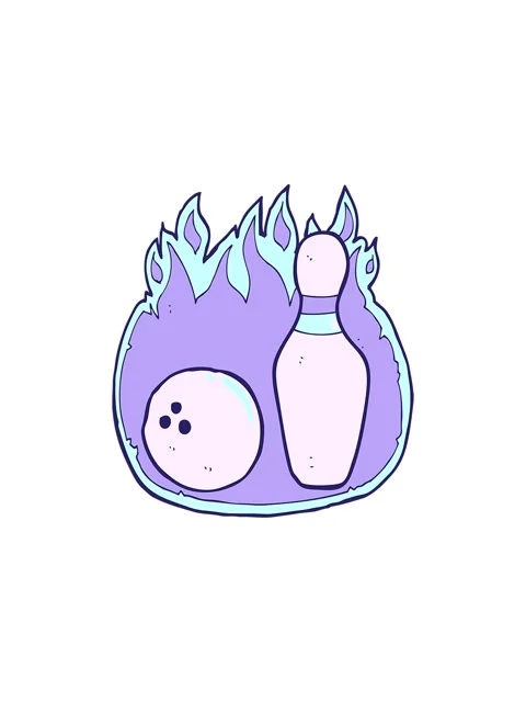 Splitting effect animation of ten pin bowling cartoon symbol with fire Video stock 324056295