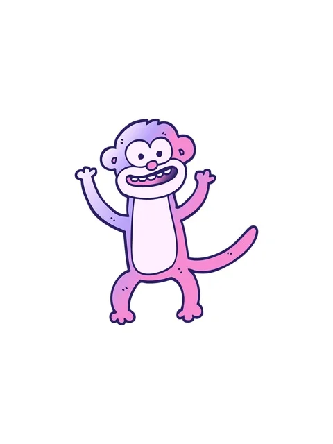 Splitting effect animation of vector gradient illustration cartoon monkey Stock Footage 324251901