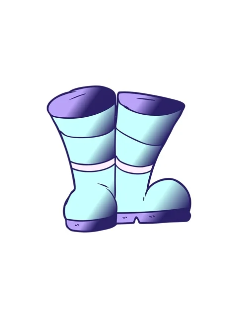Splitting effect animation of wellington boots cartoon Stock Footage 324279396