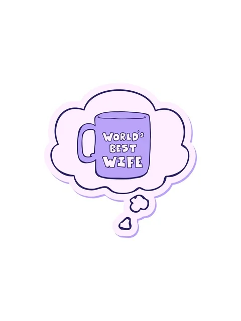 Splitting effect animation of worlds best wife mug with thought bubble as a.. Stock Footage 324187622