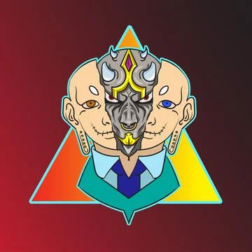 Splitting Face Demon Mascot E-Sport Logo Stock Illustration