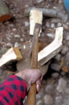Splitting firewood axe Stock Photos