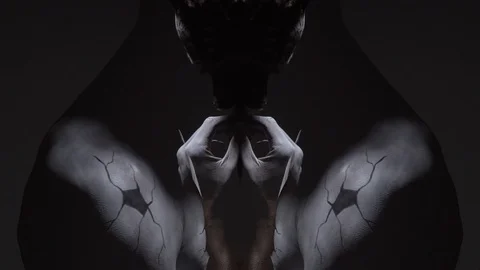 Splitting an image, an African with drawings all over his body Stock Footage 91678034