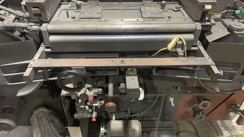 Splitting machine under maintenance, view inside the engine Stock Photos