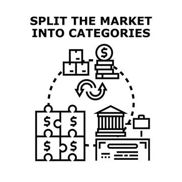 Splitting market into categories for business segmentation analysis Stock Illustration