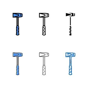 Splitting maul hammer tool set color icon vector Stock Illustration