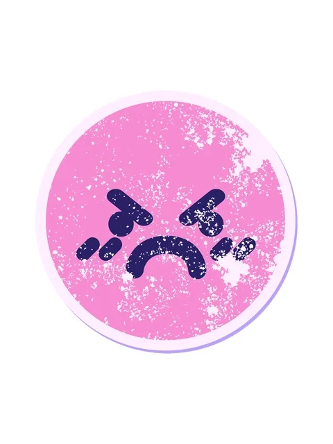 Splitting motion animation of angry mean face circular sticker Stock Footage 324420387