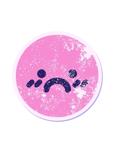 Splitting motion animation of blushing unhappy face circular sticker Stock Footage 324356872