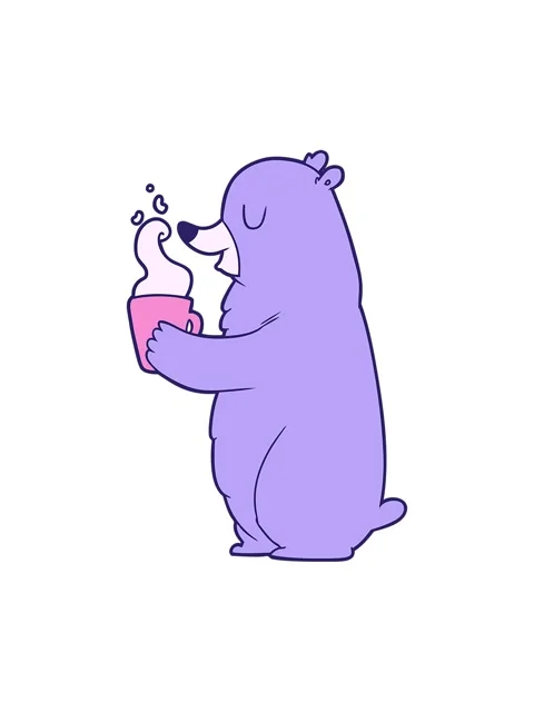 Splitting motion animation of cartoon bear with hot drink Video stock 324119487