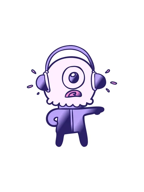 Splitting motion animation of cartoon cyclops alien spaceman listening to mus Stock Footage 324461830