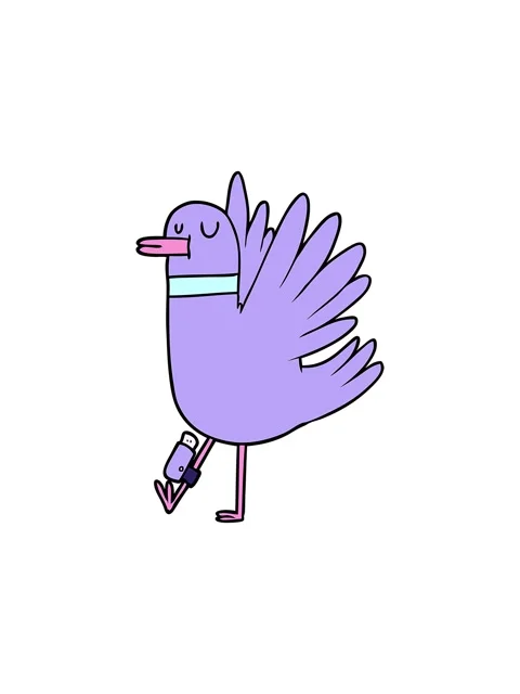 Splitting motion animation of cartoon flapping wood pigeon Stock Footage 324469663