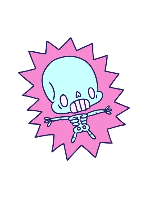 Splitting motion animation of cartoon illustration kawaii electrocuted skelet Stock Footage 324275656