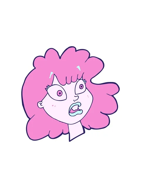 Splitting motion animation of cartoon shocked female face Stock Footage 324055949