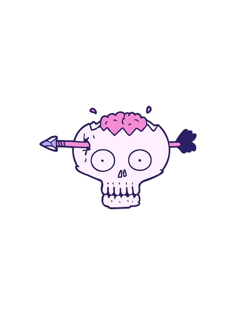 Splitting motion animation of cartoon skull with arrow through brain 動画素材 324201293