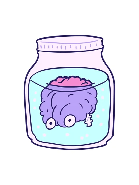 Splitting motion animation of cartoon spooky brain floating in jar 動画素材 324471724