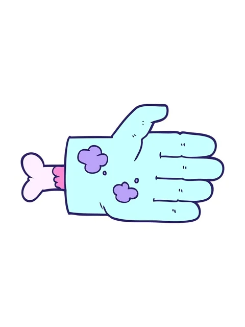 Splitting motion animation of cartoon zombie hand Stock Footage 324481138