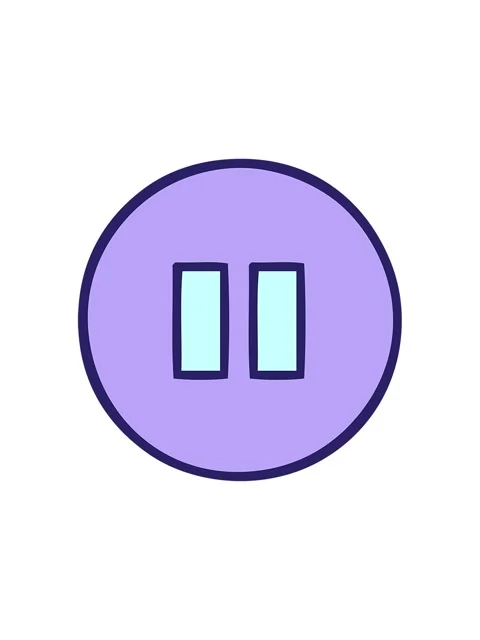 Splitting motion animation of cute cartoon of a pause button Stock Footage 324161001