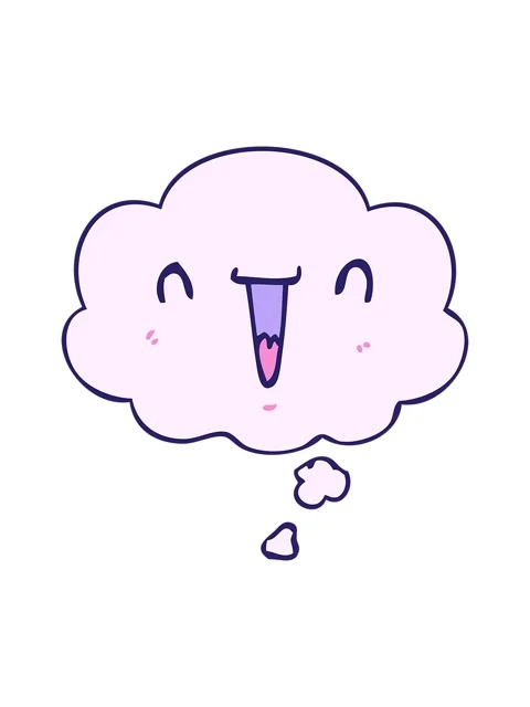 Splitting motion animation of cute happy cartoon face with thought bubble Stock Footage 324084552