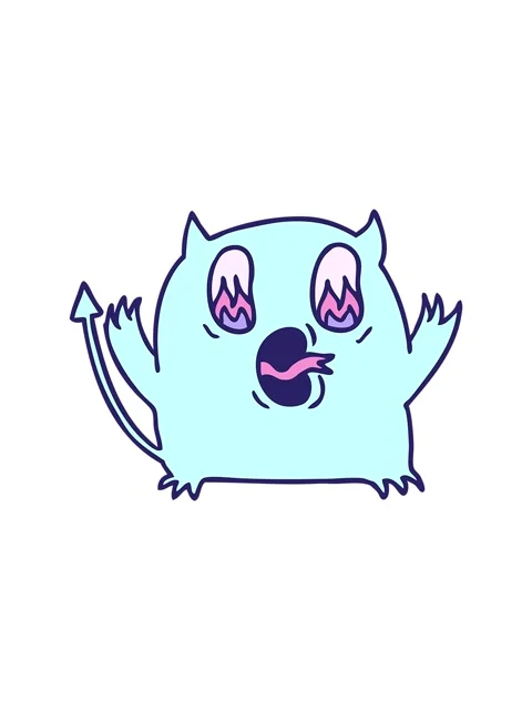 Splitting motion animation of freehand drawn cartoon of cute kawaii red demon Stock Footage 324143936