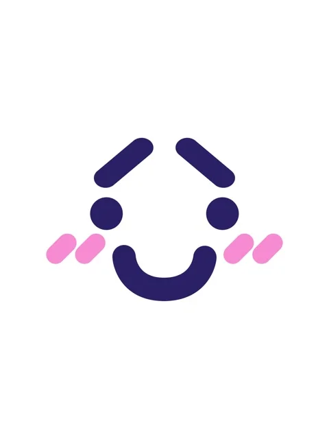 Splitting motion animation of a happy blushing face icon Stock Footage 324421852