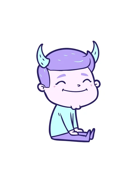 Splitting motion animation of happy cartoon man with devil horns Stock Footage 324229336