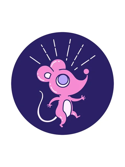 Splitting motion animation of icon of a tattoo style mouse character Stock Footage 324270862