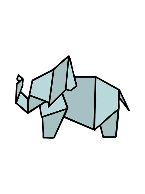 Splitting motion animation of japanese folded paper origami elephant Video stock 324067536