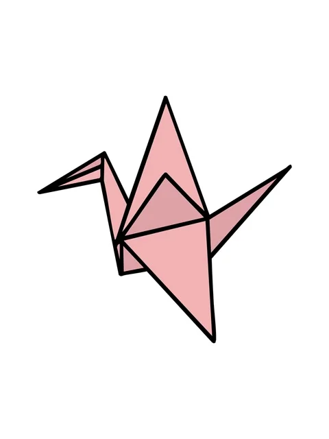 Splitting motion animation of japanese folded paper origami crane Stock Footage 324362384