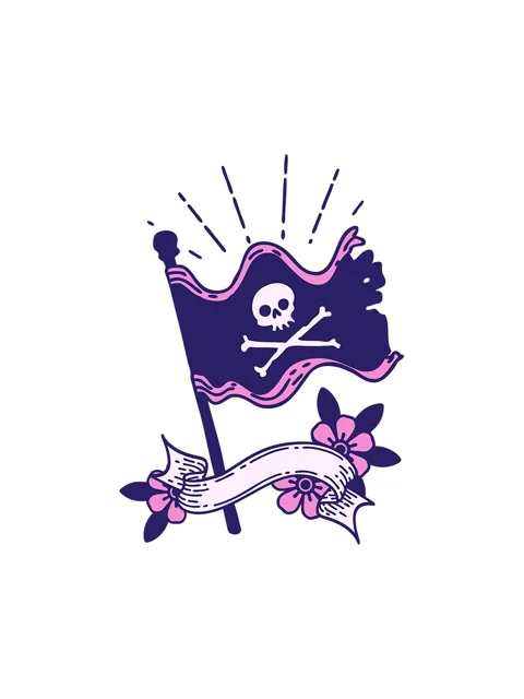 Splitting motion animation of scroll banner with tattoo style waving pirate.. Stock Footage 324458391