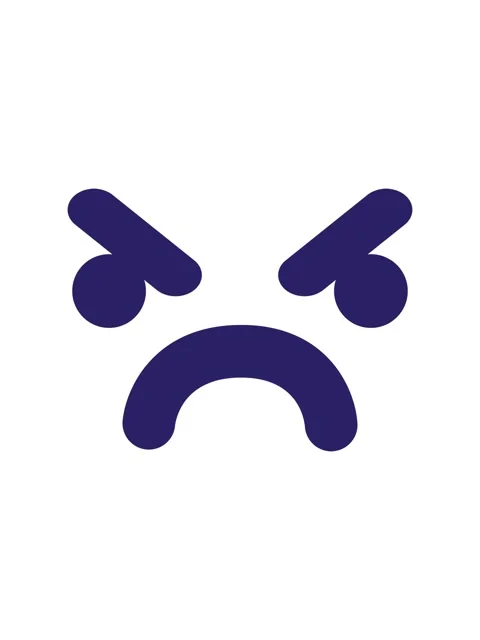 Splitting motion animation of simple annoyed face icon Stock Footage 324343958