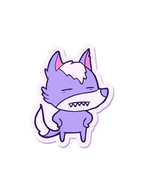 Splitting motion animation of sticker of a cartoon wolf showing teeth Stock Footage 324324699