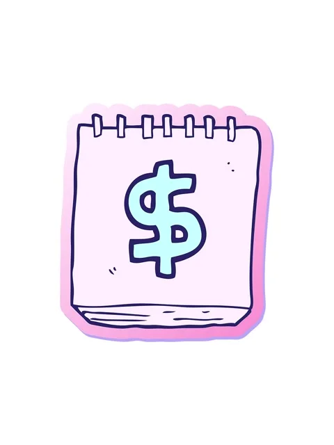 Splitting motion animation of sticker of a cartoon note pad with dollar symbo Stock Footage 324383278