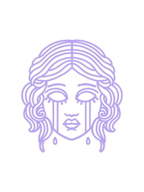 Splitting motion animation of tattoo in black line style of female face cry.. Stock Footage 324456445