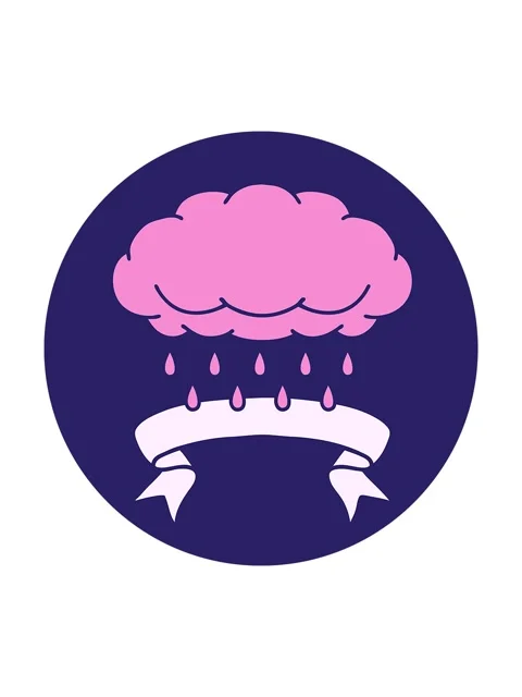 Splitting motion animation of tattoo style icon with banner of a cloud rainin Video stock 324135318