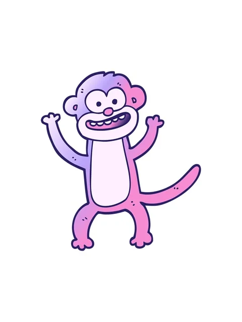 Splitting motion animation of vector gradient illustration cartoon monkey Stock Footage 324042052