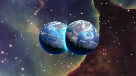 Splitting of Parallel Earth or Parallel Universes Timelines Alternate Worlds Stock Footage
