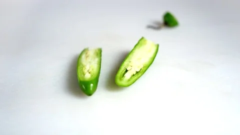 Splitting Serrano Pepper 1 Stock Footage 82847367