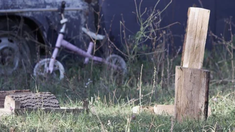 Splitting wood Stock Footage 119099399