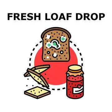 Spoiled bread slice with mold and jam concept イラスト素材