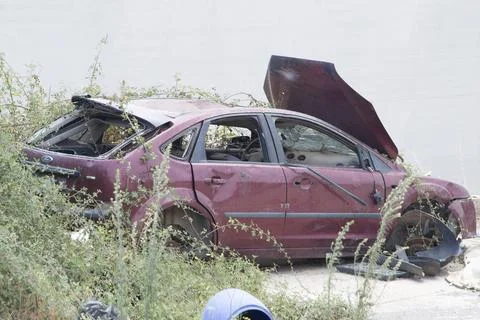 Spoiled, damaged, dented with rust car after an accident.car after an acciden Stock Photos