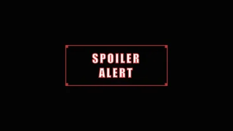 Spoiler alert text reveal in red rectangular frame. 4K Video stock 343265722