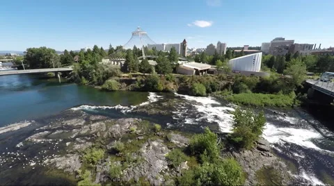 Spokane City Aerial Stock Footage