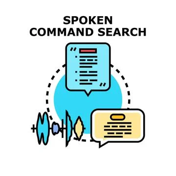 Spoken command search voice control assistant concept Stock Illustration