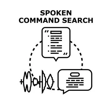 Spoken command search voice control assistant concept Stock Illustration