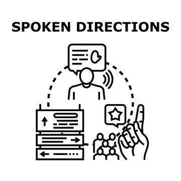 Spoken directions concept for voice navigation and guidance 스톡 일러스트
