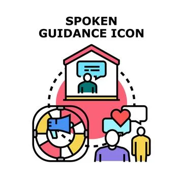 Spoken guidance and support system concept icon Stock Illustration